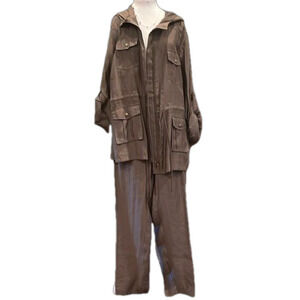 Amanda Green 2-Piece Army Green Utility Jacket & Drawstring Pants Set XL